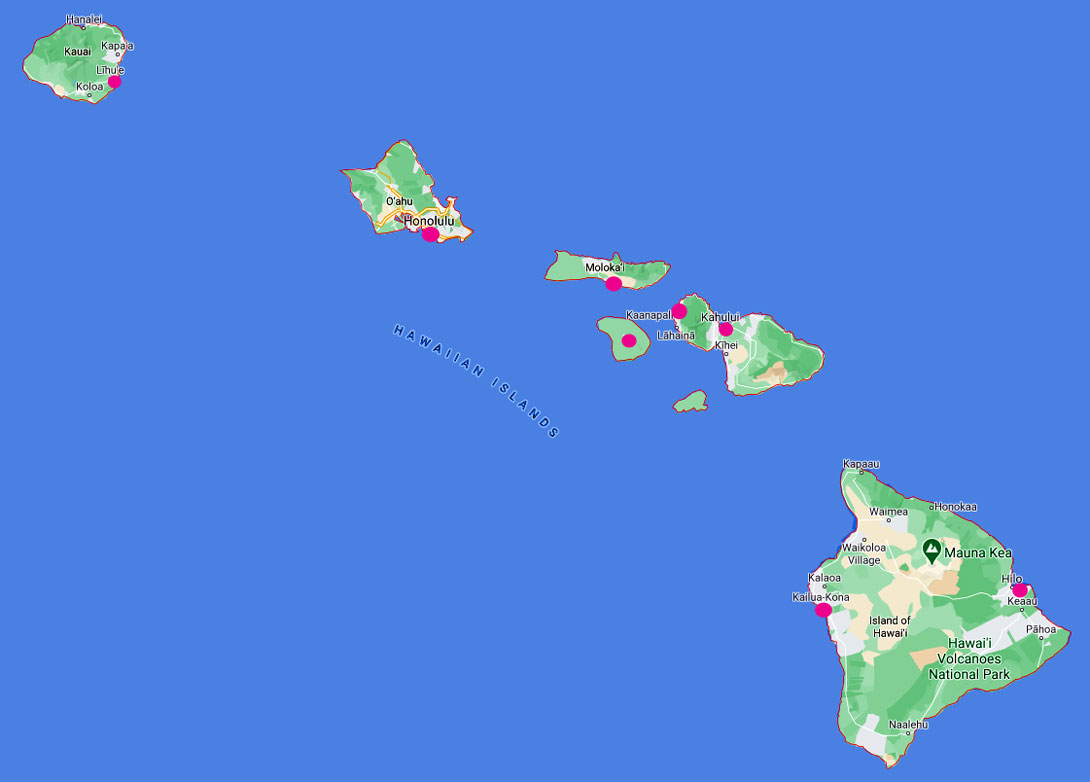 Flugplaetze auf den Inseln Hawaiis