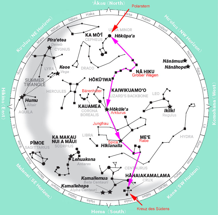 Sternenkarte über Hawaii im Juni Sterne im Juni über Hawaii.